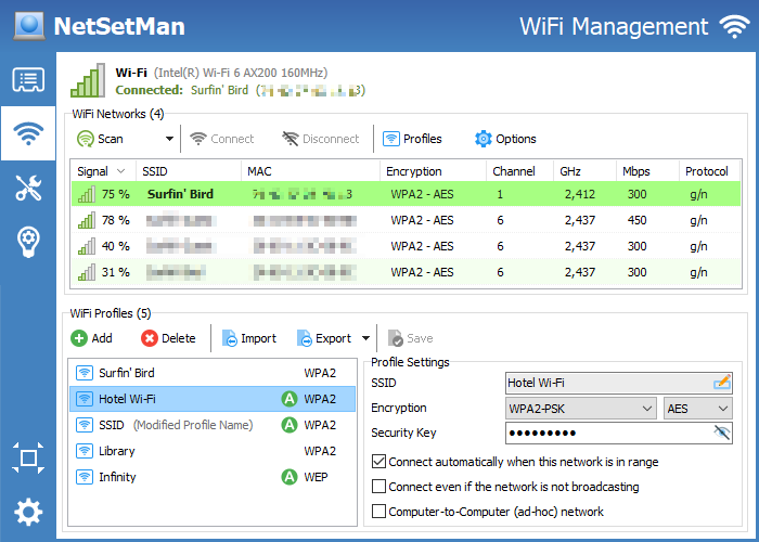 NetSetMan WiFi 管理介面